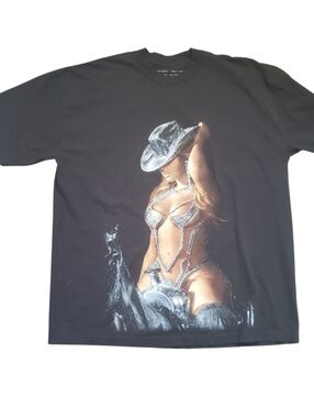 Beyonce T Shirt Black 2023 Renaissance World Tour Graphic Music Cowboy Hat XXL